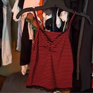 Red and Black Striped Camisole